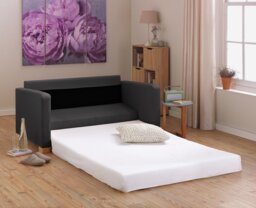 Argos Home Lucy Faux Leather 2 Seater Sofa Bed - Black - thumbnail 2