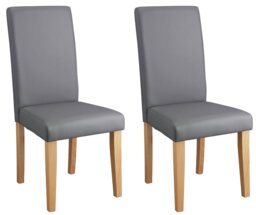 Argos Home Pair of Midback Dining Chairs - Grey - thumbnail 1