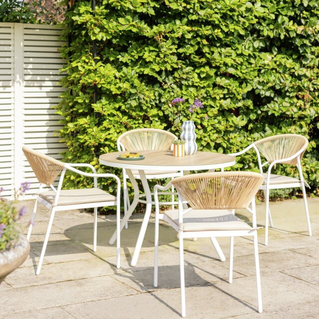 Habitat Elvas 4 Seater Metal Patio Set - Natural