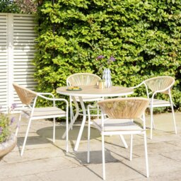 Habitat Elvas 4 Seater Metal Patio Set - Natural - thumbnail 1