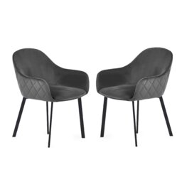 Julian Bowen Lima Pair of Velvet Dining Chairs - Grey - thumbnail 2