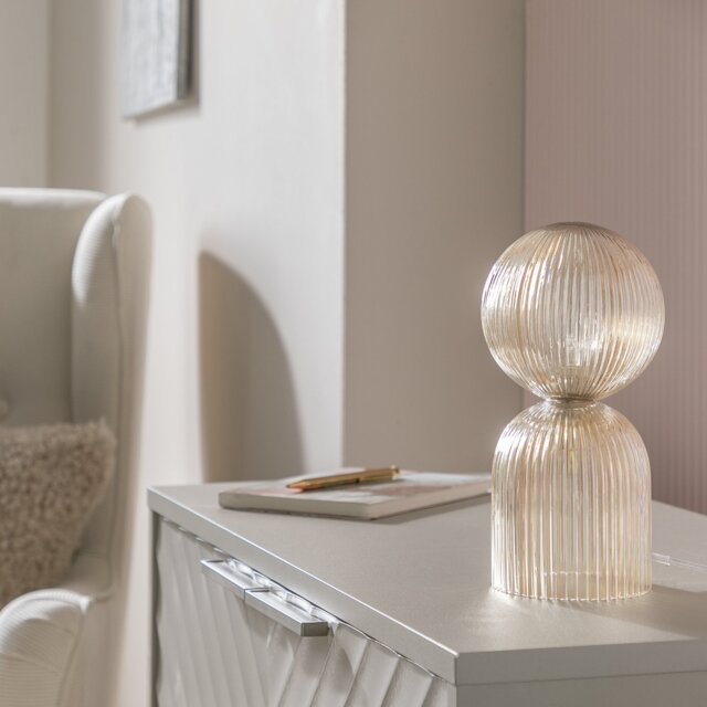 Habitat Globe Ribbed Glass Table Lamp - Champagne - image 1