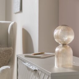 Habitat Globe Ribbed Glass Table Lamp - Champagne - thumbnail 1