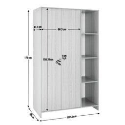 Argos Home Seville 2 Door Open Shelf Wardrobe - White - thumbnail 2