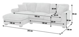 Argos Home Taylor Fabric Left Hand Corner Sofa - Blue - thumbnail 2