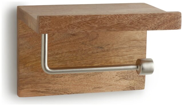 Habitat Mango Wood Toilet Roll Holder Shelf - Natural - image 1