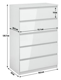 Argos Home Jenson 5 Drawer Chest - White Gloss - thumbnail 2