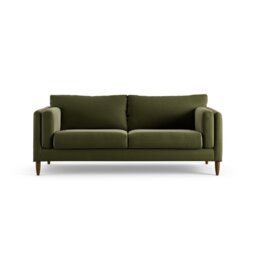 Habitat Newington Velvet 3 Seater Sofa - Moss Green-Dark Leg - thumbnail 1
