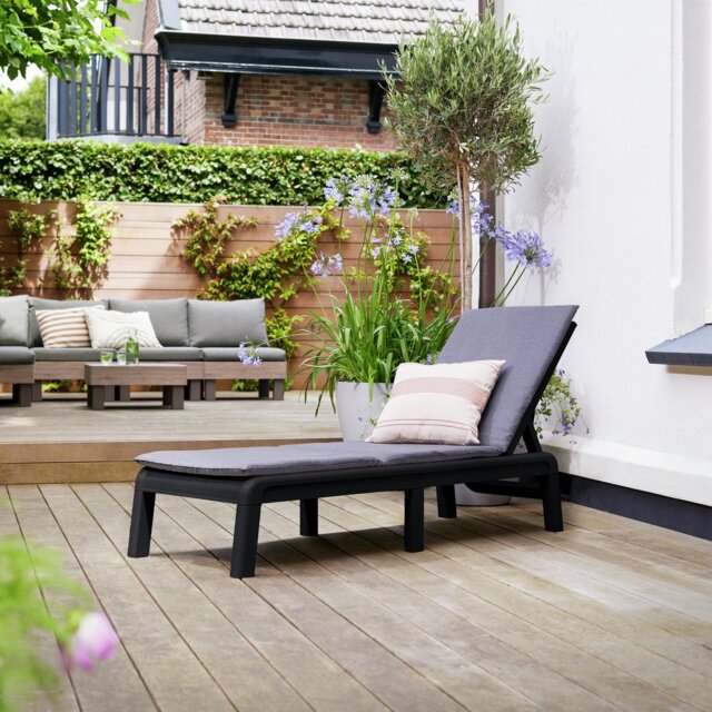 Keter Mallorca Folding Plastic Sun Lounger - Graphite - image 1