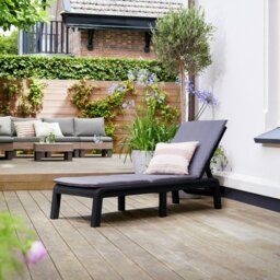 Keter Mallorca Folding Plastic Sun Lounger - Graphite - thumbnail 1