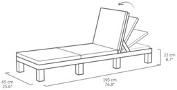 Keter Mallorca Folding Plastic Sun Lounger - Graphite - thumbnail 2