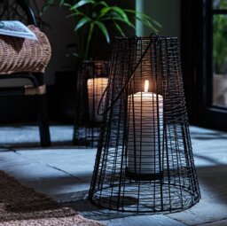 Habitat Medium Wired Lantern Candle Holder - Black - thumbnail 2
