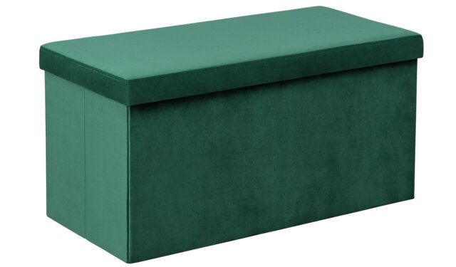 Argos Home Velvet Medium Storage Ottoman - Green - image 1