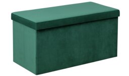 Argos Home Velvet Medium Storage Ottoman - Green - thumbnail 1