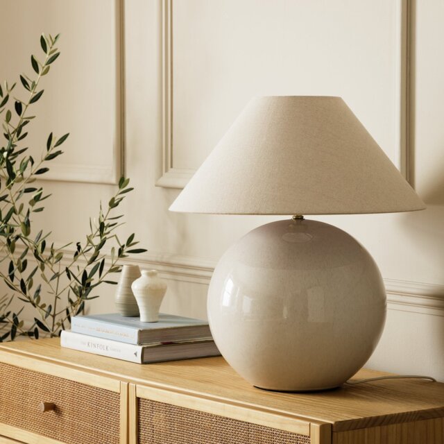 Habitat Circle 51cm Ceramic Table Lamp - Cream - image 1