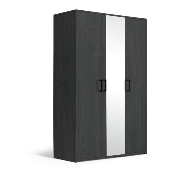 Argos Home Oslo 3 Door Mirror Wardrobe - Black Oak Effect - image 1