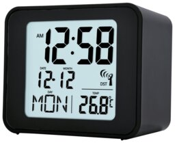Acctim Cole Radio Controlled  LCD Display Alarm Clock -Black - thumbnail 1