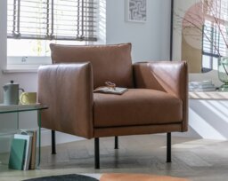 Habitat Moore Leather Armchair - Tan - thumbnail 2