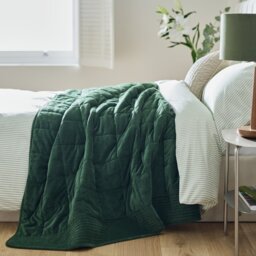 Habitat Velvet Bedspread - Green - 150X200cm - thumbnail 1