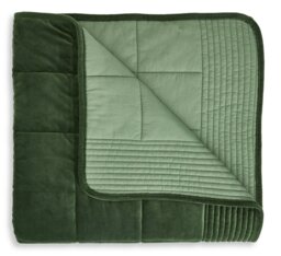 Habitat Velvet Bedspread - Green - 150X200cm - thumbnail 2
