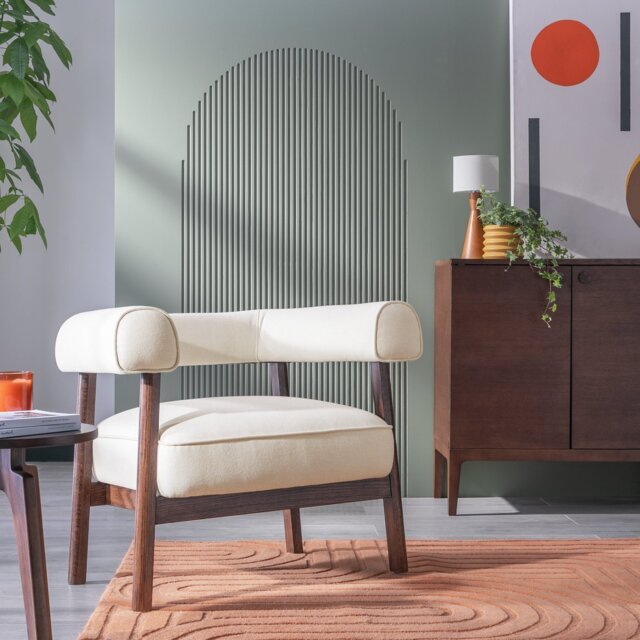 Habitat Elio Fabric Curved Armchair - Natural - image 1