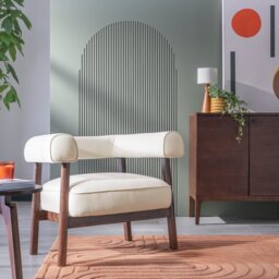 Habitat Elio Fabric Curved Armchair - Natural - thumbnail 1