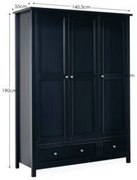 Julian Bowen Maine 3 Door 2 Drawer Wardrobe - Anthracite - thumbnail 2