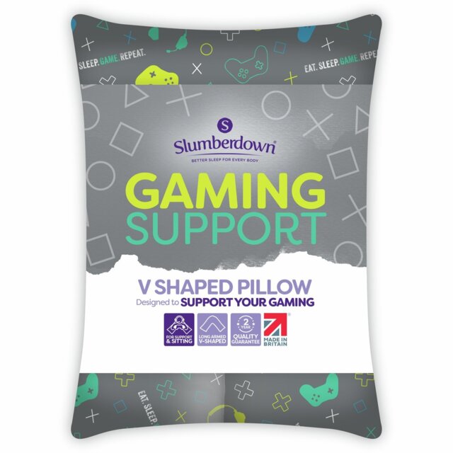 Slumberdown Gaming V Shaped Support Pillow - White - image 1
