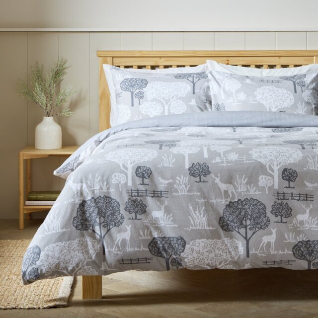 Argos Home Brushed Cotton Landscape Grey Bedding Set -Single - image 1