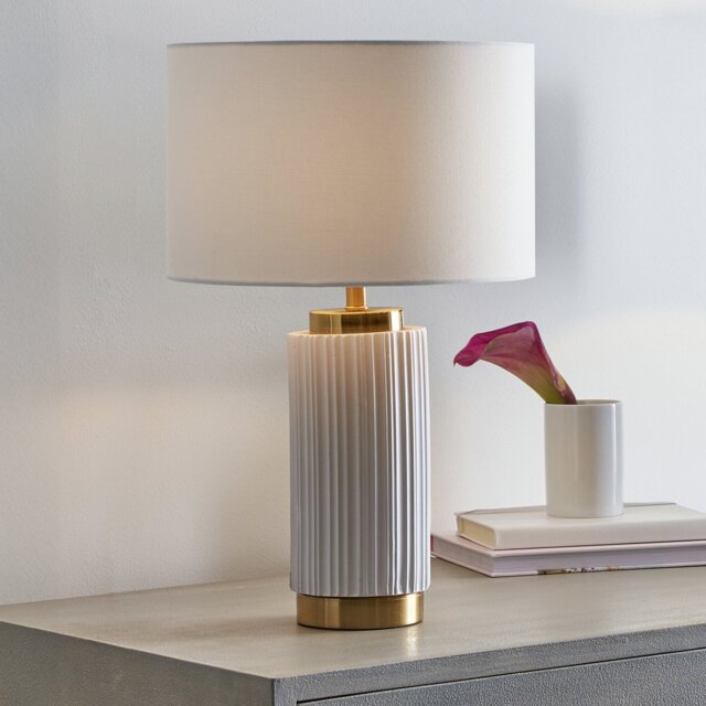 Pacific Ionic Ceramic Textured Table Lamp - White - image 1