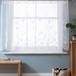 Habitat Floral Net Sheer Voile Curtains Panel - White - thumbnail 1