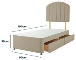 Silentnight Single 2 Drawer Divan Bed Base - Sandstone - thumbnail 2
