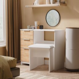 Livara Ready Assembled Orillia Dressing Table - White & Oak - thumbnail 1
