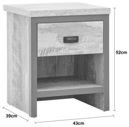 GFW Boston 1 Drawer Side Table - Grey - thumbnail 2