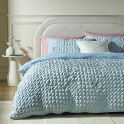 Argos Home Embroidered Bows Blue Bedding Set - King size - thumbnail 1