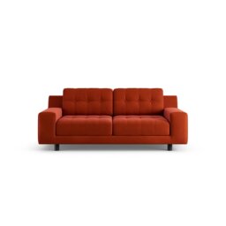 Habitat Hendricks Velvet 2 Seater Sofa - Orange - Black Leg - thumbnail 1