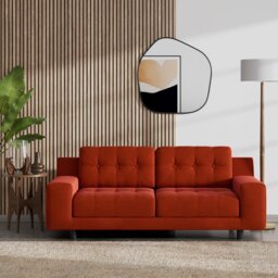 Habitat Hendricks Velvet 2 Seater Sofa - Orange - Black Leg - thumbnail 2
