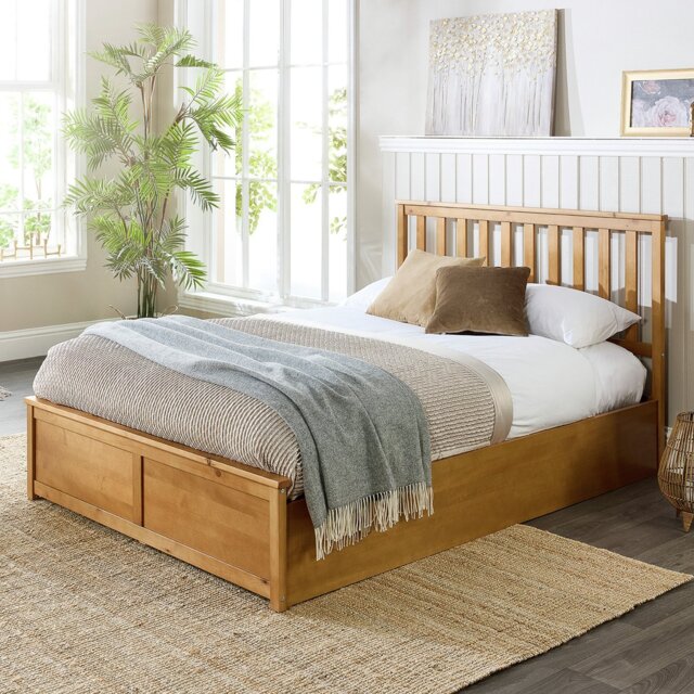 Aspire Atlantic Small Double End Lift Ottoman Bed-Light Wood - image 1