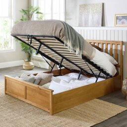 Aspire Atlantic Small Double End Lift Ottoman Bed-Light Wood - thumbnail 2