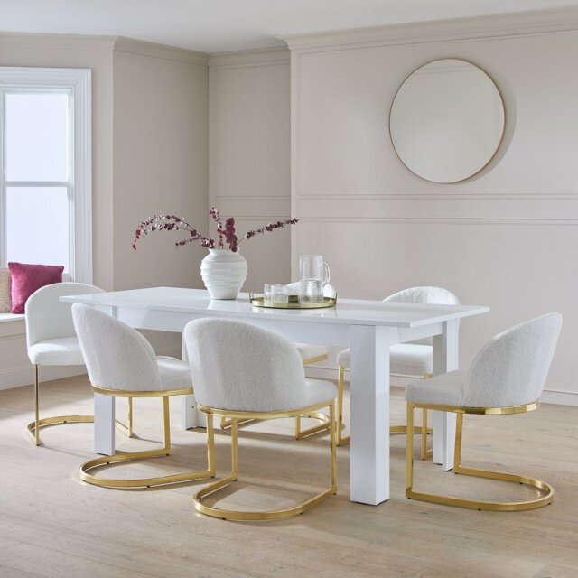 Argos Home Miami Extending White Dining Table&6 White Chairs - image 1