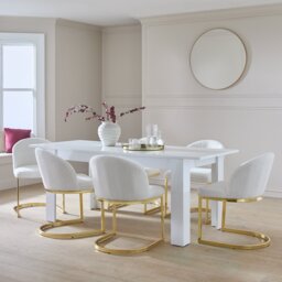 Argos Home Miami Extending White Dining Table&6 White Chairs - thumbnail 1
