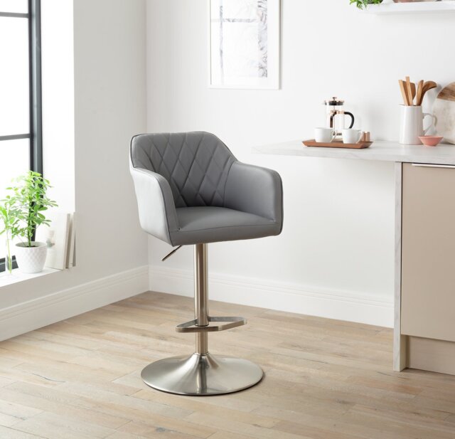Argos Home Ellington Quilted Faux Leather Bar Stool - Black - image 1