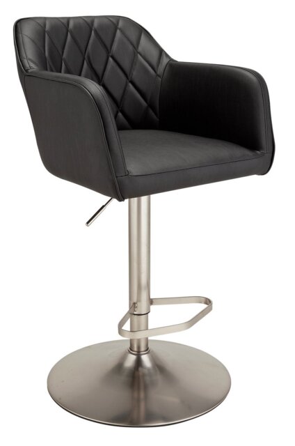 Argos Home Ellington Quilted Faux Leather Bar Stool - Black - image 1