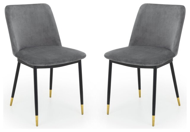 Julian Bowen Delaunay Pair of Velvet Dining Chairs -  Grey - image 1