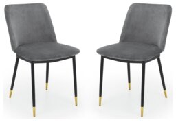 Julian Bowen Delaunay Pair of Velvet Dining Chairs -  Grey