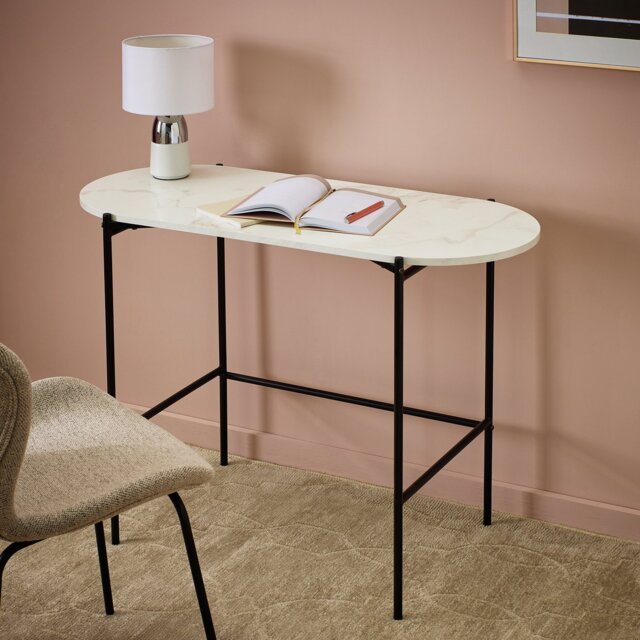 Argos Home Jules Marble Style Office Desk - White - image 1