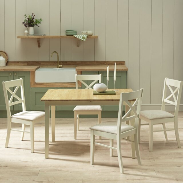 Argos Home Chicago Extend Cream Dining Table and 4 Chairs - image 1