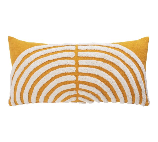 Habitat Geo Tufted Cushion - Yellow & White - 60x30cm - image 1