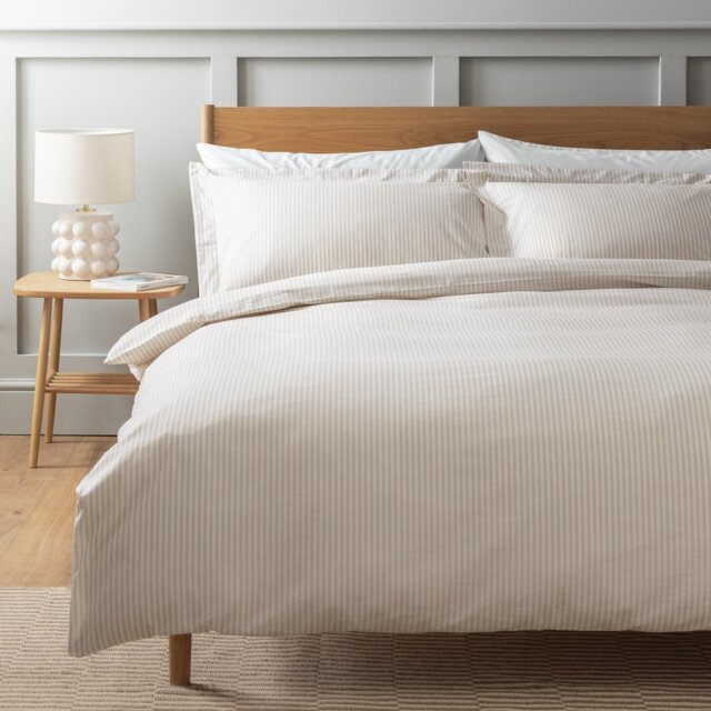 Habitat Cotton Oxford Edge Stripe Cream Bedding Set - Single - image 1