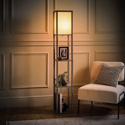 ValueLights Struttura Wooden Statement Floor Lamp - Grey - thumbnail 2